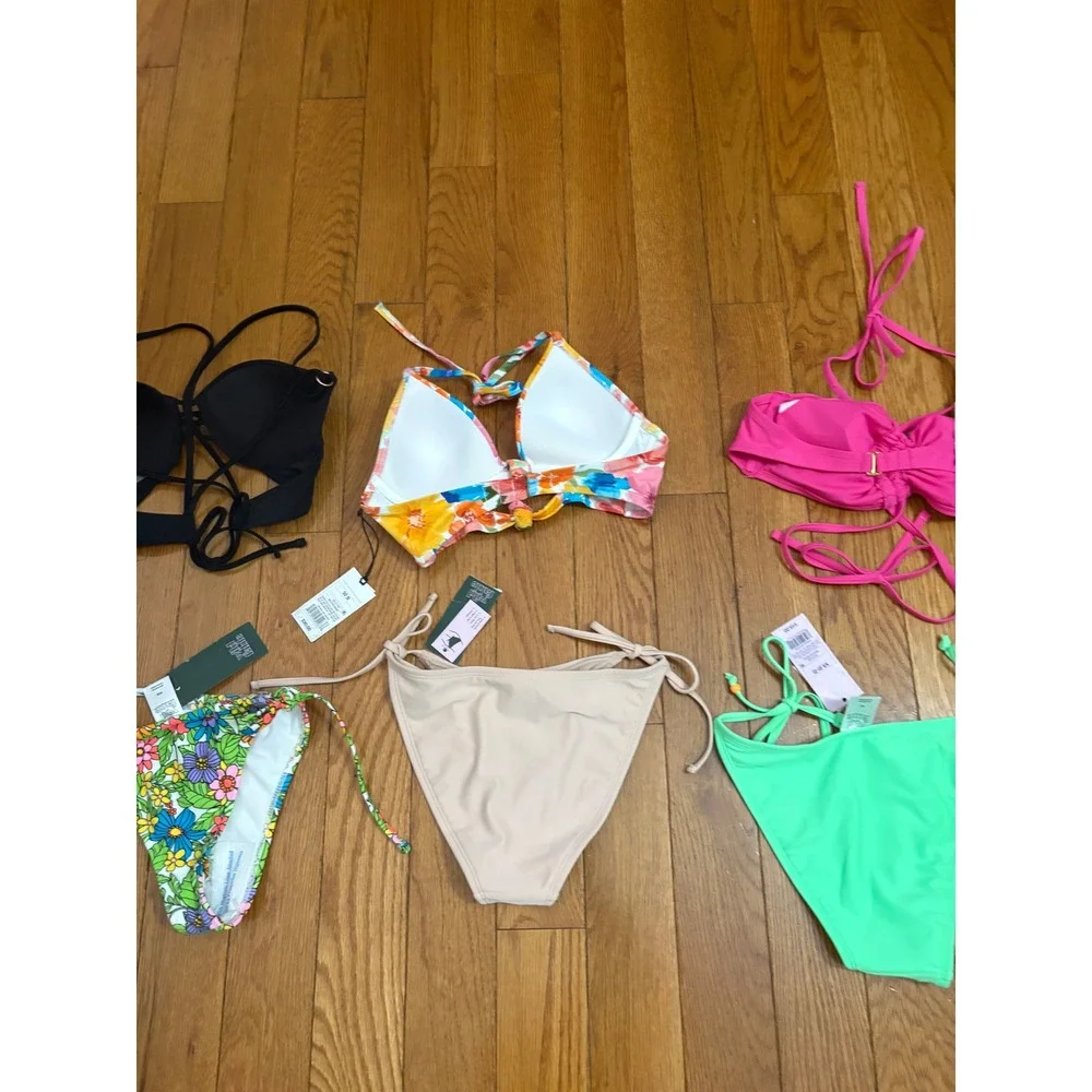 8pc NWT Target Bikini Bundle Shade & Shore Wild Fable Floral‎ Solid XS S 32B 36B